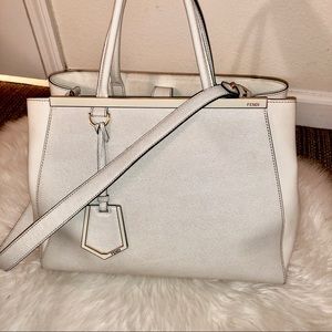 FENDI 2jours White Leather Tote